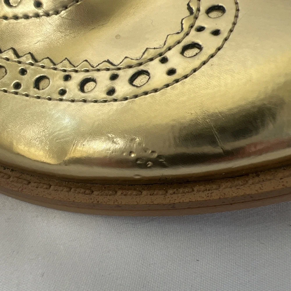 Sam Edelman JEROME 5.5 Shiny Gold Penny Loafer Women's Wingtip‎ Shoes